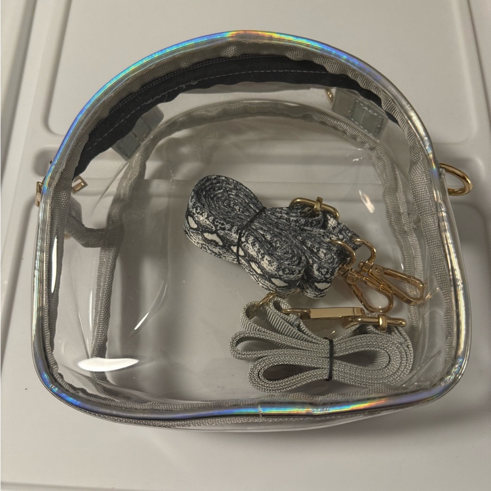 Clear Holographic Trim Crossbody Bag
